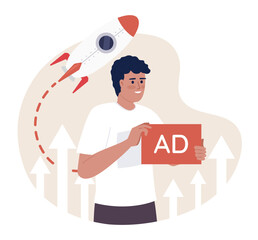 Poster - startup advertising campaign flat concept vector spot illustration. editable 2d cartoon character on