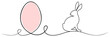 Osterei Vektor. Abstraktes Osterei und Osterhase mit Schnörkel in schwarz und rosa. Isolierter Hintergrund.