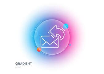Poster - share mail line icon. gradient blur button with glassmorphism. new newsletter sign. phone e-mail sym