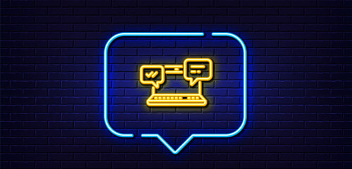 Poster - neon light speech bubble. internet messages line icon. chat or conversation sign. computer communica