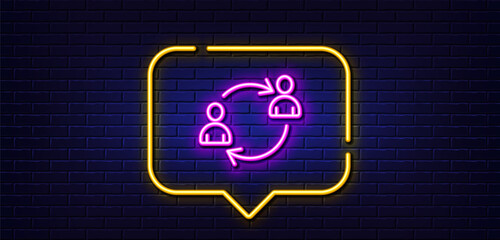 Aufkleber - neon light speech bubble. teamwork line icon. user communication or human resources. profile avatar 