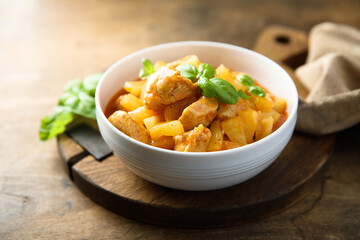 Canvas Print - Homemade chicken curry with pineapple