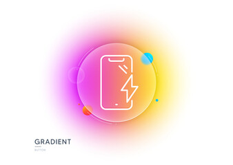 Poster - smartphone charging line icon. gradient blur button with glassmorphism. phone charge sign. mobile de