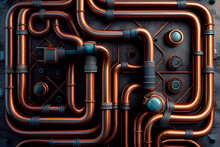 Steampunk Pipes Background, Ai Generation