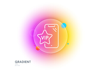 Poster - vip phone line icon. gradient blur button with glassmorphism. very important person smartphone sign.