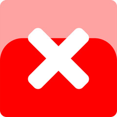 Poster - no or wrong or error or declined or rejected icon sign with x cross in red soft edged square with 3d