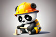 Cute panda builder. AI generated
