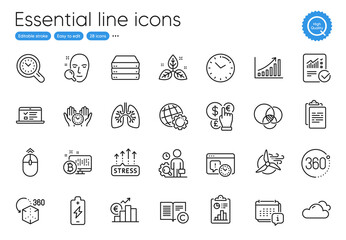 fair trade, time management and inspect line icons. collection of servers, safe time, project deadli