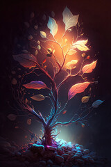 Wall Mural - pink magical plant in fantasy world