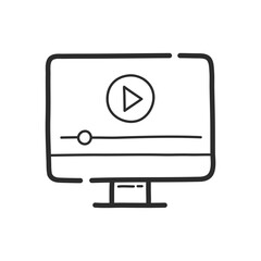 Poster - Video on monitor icon. Hand drawing design style. Vector.