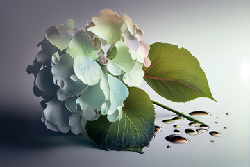 Aufkleber - Beautiful photo hortensia splashed in bright paint, contemporary  background. Generative AI technology.