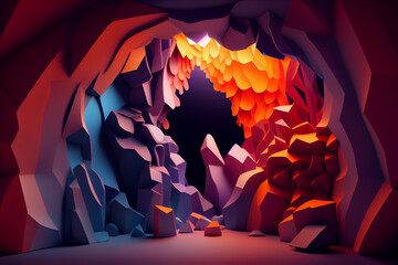 Poster - Beautiful abstract surreal geometric cave concept, contemporary colors and mood social background. Generative AI technology.