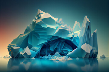 Aufkleber - Beautiful abstract surreal geometric iceberg concept, contemporary colors and mood social background. Generative AI technology.
