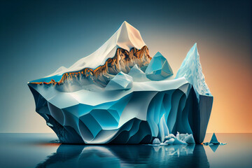 Aufkleber - Beautiful abstract surreal geometric iceberg concept, contemporary colors and mood social background. Generative AI technology.
