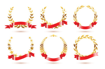 Wall Mural - stars ribbon awards set