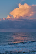 Colorful Clouds Over The North Sea At Danish Coast. High Quality Photo