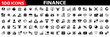 © vectorsanta - Finance 100 icon set. Vector business and finance. Money, finance, payments, bank, check, law, auction, exchance, payment, wallet, deposit, piggy, calculator, web and more. Thin outline icons pack