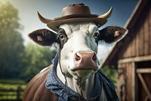Cow Dressed As A Farmer, Generative Ai