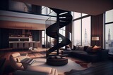 Fototapeta Londyn - Modern and comfortable penthouse in London, England. Generative AI.