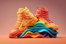 AI Generated Image Of Vivid Plasticine Sport Shoes For Shopping