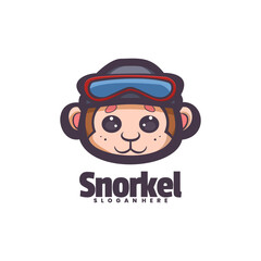 Wall Mural - Snorkel Monkey Logo Vector