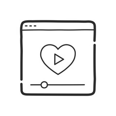 Poster - Love video icon. Hand drawing design style. Vector.