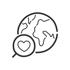 Poster - Search for love around the world icon. Hand drawing design style. Vector.