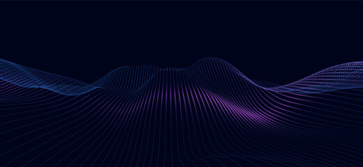 Poster - Abstract digital particle wave. Futuristic dotted wave. Technology background vector. Vector illustration