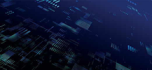 Poster - Abstract digital background. Data flow information. Concept of digital communication. Big data visualization. Vector illustration. 3d rendering.