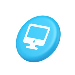 Poster - Computer monitor connection button cyberspace digital technology 3d isometric realistic icon