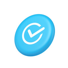 Poster - Checkmark in circle done approved button ok acceptance positive vote enter 3d isometric realistic icon