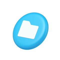 Poster - File folder archive directory button cyberspace digital document storage organizing 3d side view icon
