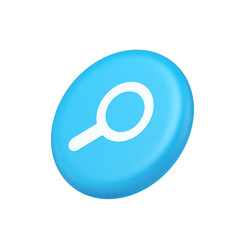 Poster - Browsing internet searching button magnifying glass analyzing information 3d isometric realistic icon