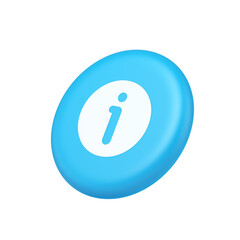 Poster - Info button information character FAQ question answer help support web app 3d isometric realistic icon