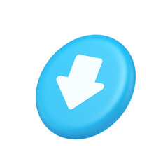 Poster - Arrow down button keyboard navigation pointer cyberspace downloading web app 3d side view icon