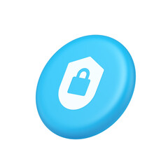 Poster - Lock shield security button privacy blocked password service web app 3d isometric realistic icon