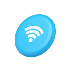 Poster - Wi fi internet connection button high speed wireless cyberspace digital network 3d side view icon