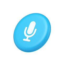 Poster - Microphone voice sound recording broadcasting button web app media communication 3d side view icon