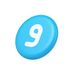 Poster - Nine number blue button calculation math financial budget web app 3d isometric realistic icon