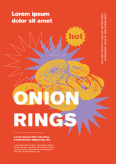 Wall Mural - Onion rings. Price tag or poster design. Set of vector illustrations. Typography. Engraving style. Labels, cover, t-shirt print, painting.