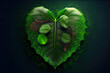 World environment day background with heart and leaves. Generative Ai
