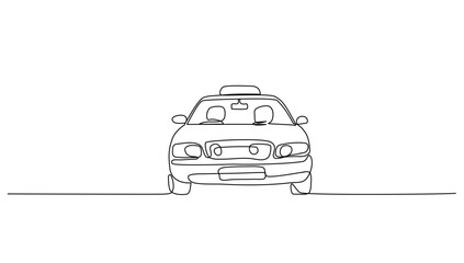 Continuous line art or one line drawing a taxi for vector illustration, public transportation. public vehicle concept. graphic design modern continuous line drawing