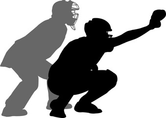 Wall Mural - baseball players silhouettes - illustration, isolated on the transparent background