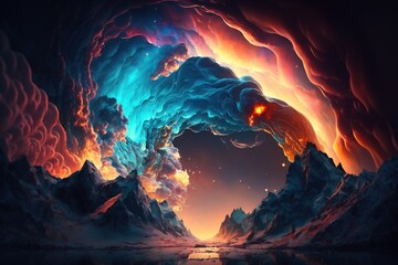 Wall Mural - spectacular colourful cloudy outer space scene. generative ai