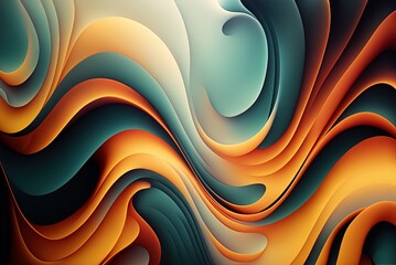 Wall Mural - smooth 2D abstract backdrop waves Generative AI