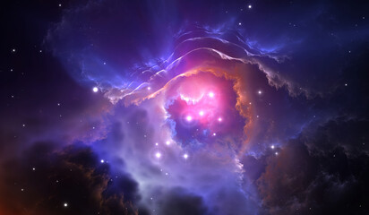 Wall Mural - fantasy space nebula. giant interstellar cloud with stars