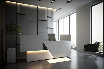 reception desk in a modern office interior