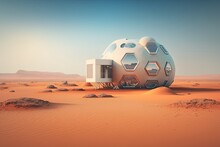 Futuristic Architecture House On A Mars Environment. Generative AI