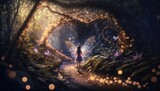 fairy walk on enchanted garden passage, Generative Ai