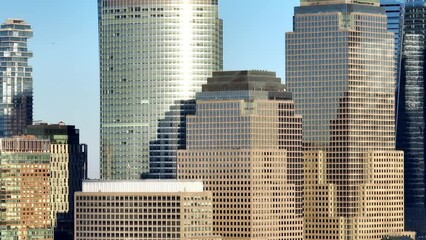 Wall Mural - Financial district of Manhattan - aerial footage - drone photography